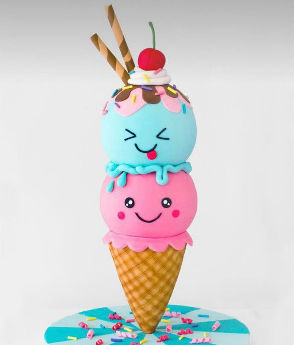 Ice cream shape cake – creative sculpted cake design for birthdays and celebrations